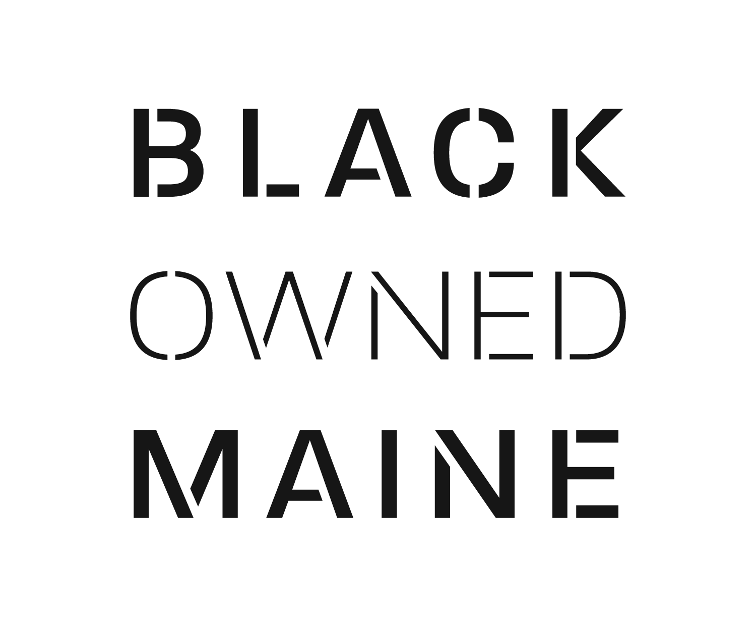 Text: "Black Owned Maine" in black letters on a white background