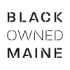 Text: "Black Owned Maine" in black letters on a white background